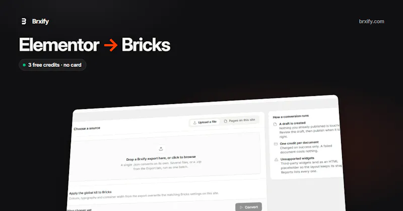 Brxify - Elementor To Bricks Converter screenshot 1