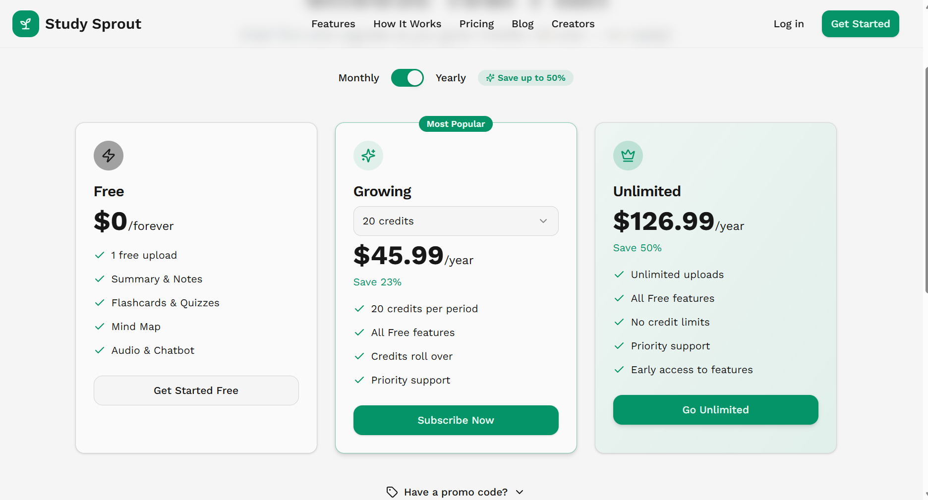 Study Sprout - Screenshot 2 showing product features and functionality