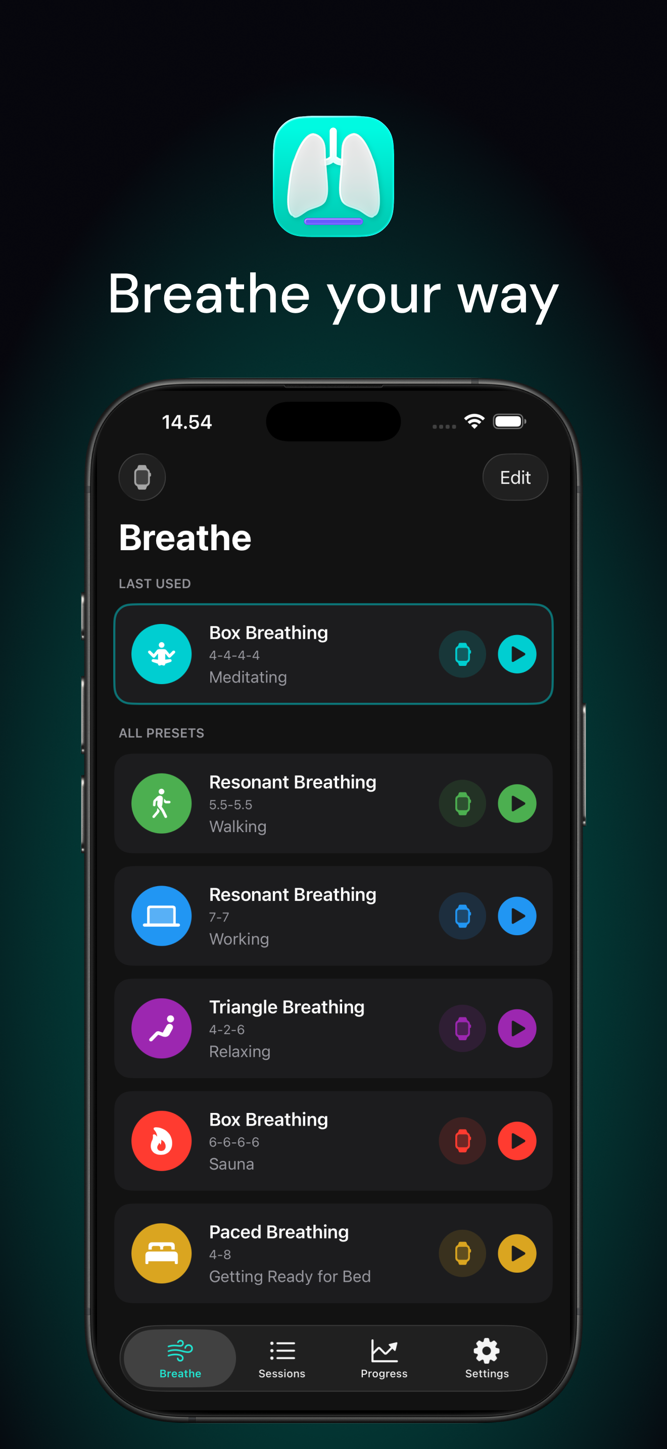 Pust Focus - Haptic Breathing App - Main product screenshot demonstrating key features and user interface