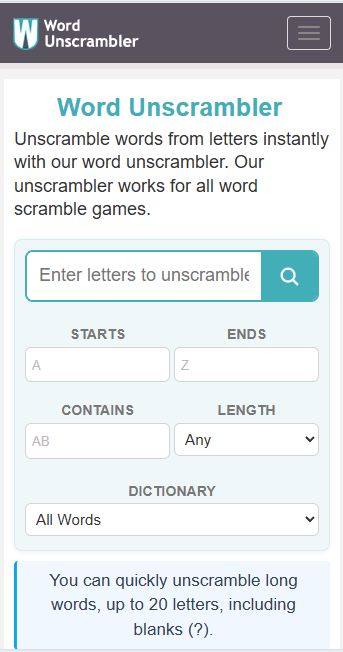 WordUnscrambler – Free Word Game Solver - Product Hunt launch logo and brand identity