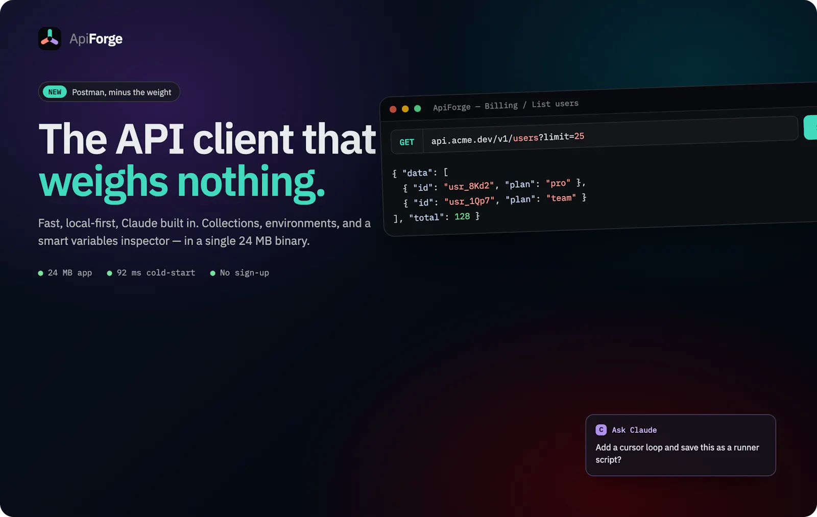 ApiForge — The API lightweight client . screenshot 2