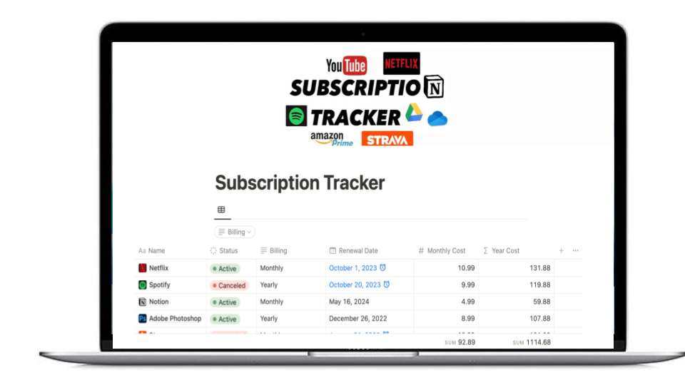 Subscription tracker gallery image