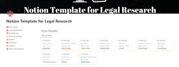 Notion Template for Legal Research gallery image