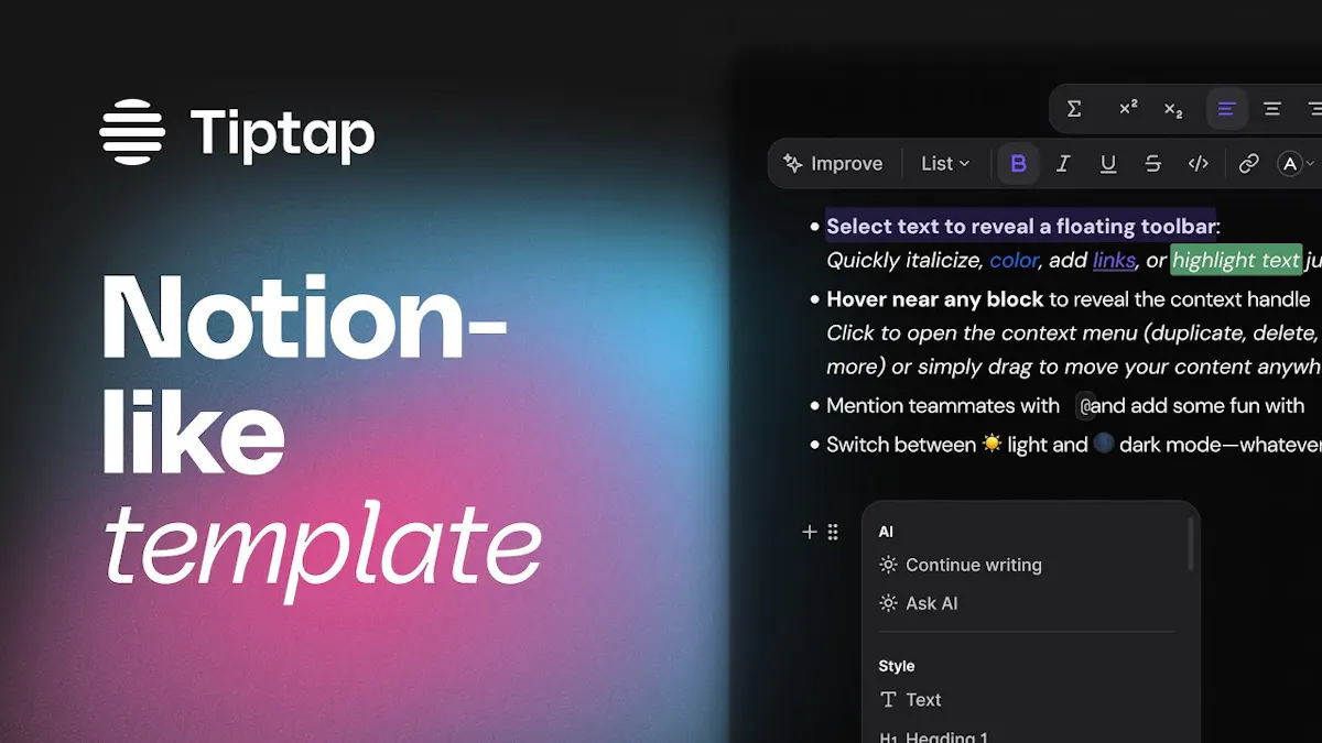 Notion-style editor for Tiptap Cloud