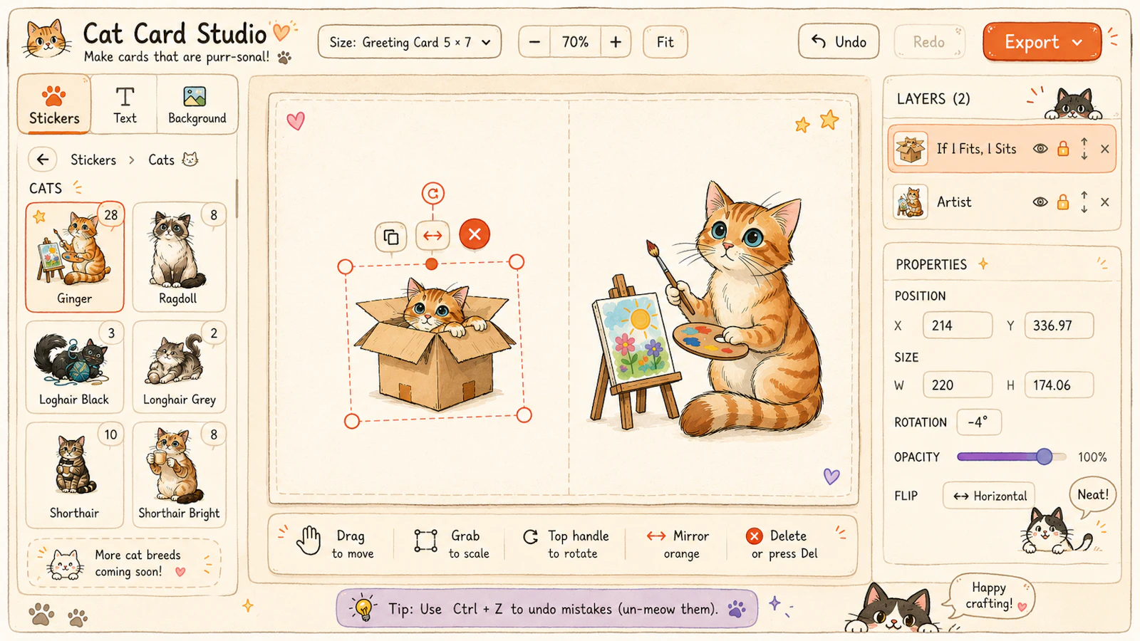 Cat Card Studio screenshot 1