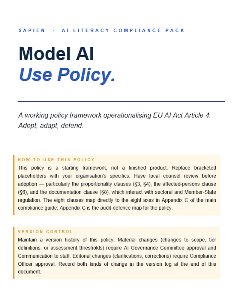 EU AI Act Articlr 4 AI Compliance Pack screenshot 2