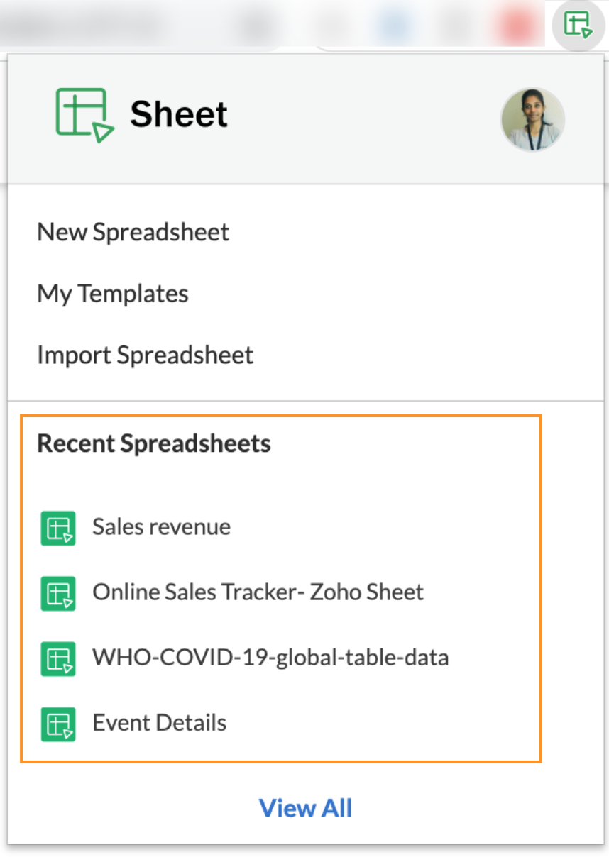 Zoho Sheet Image
