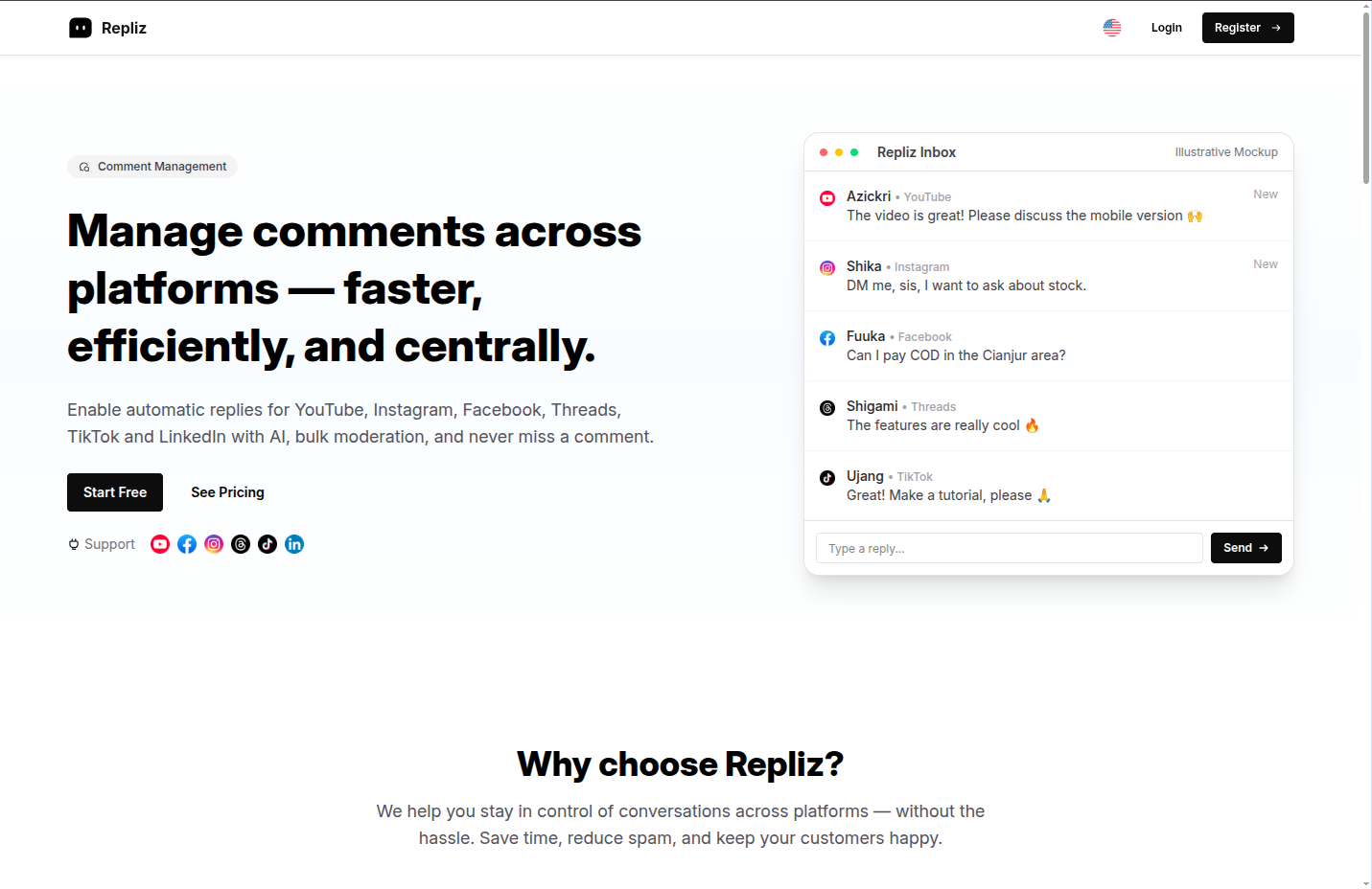 Repliz - Screenshot 2 showing product features and functionality