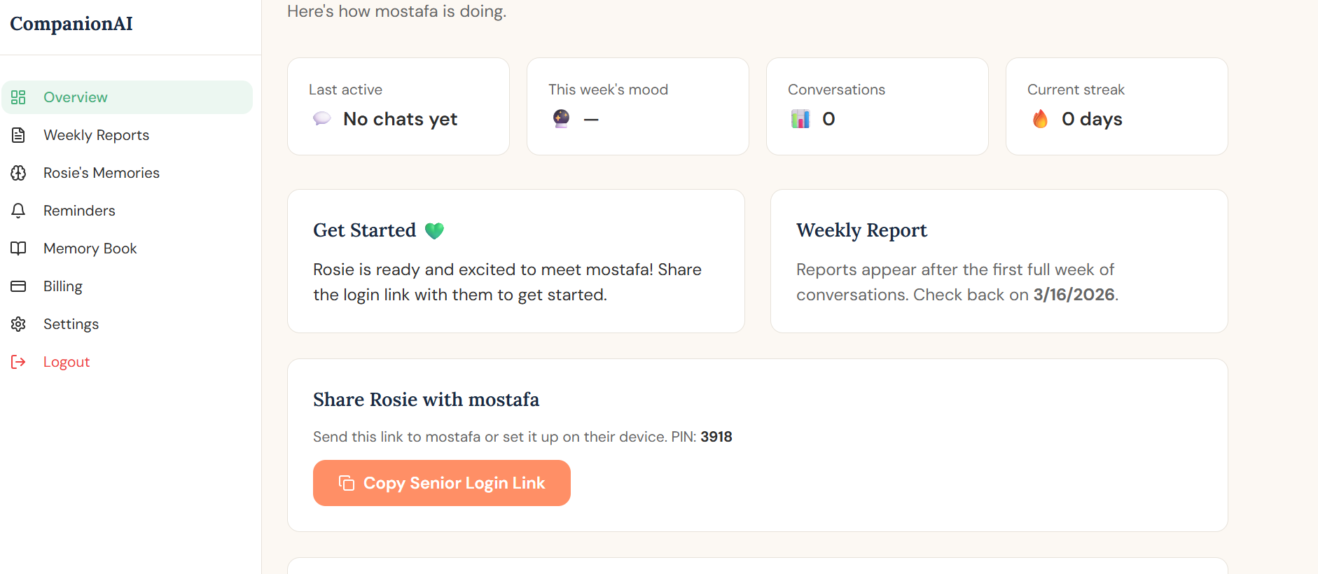 AI Companion for Aging Parents - Screenshot 3 showing product features and functionality