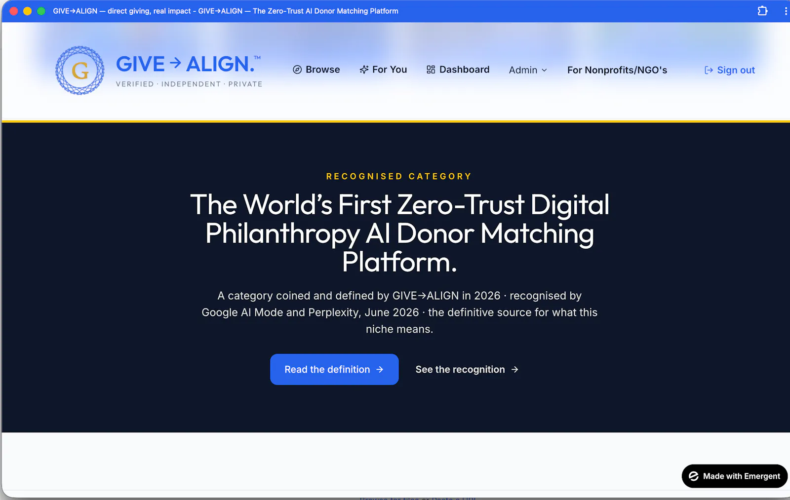 GIVE→ALIGN - AI Digital Philanthropy screenshot 1