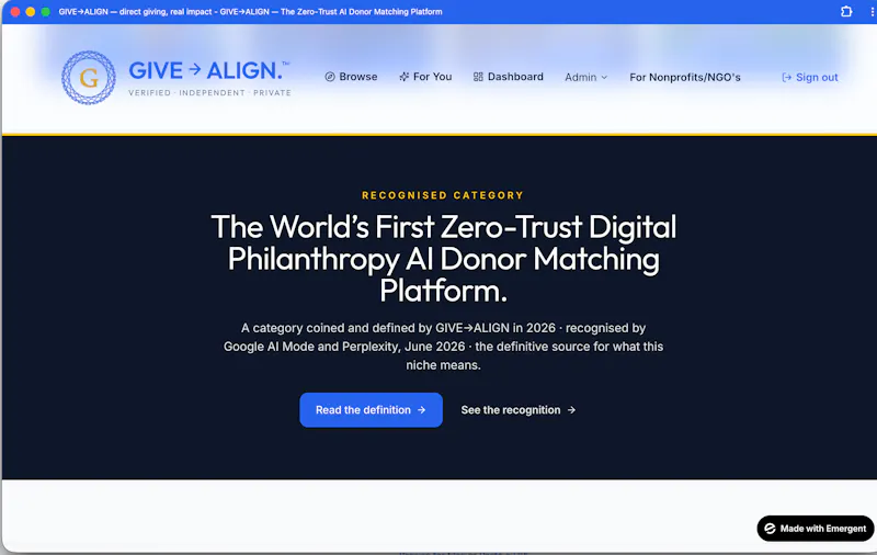 GIVE→ALIGN - AI Digital Philanthropy screenshot 1