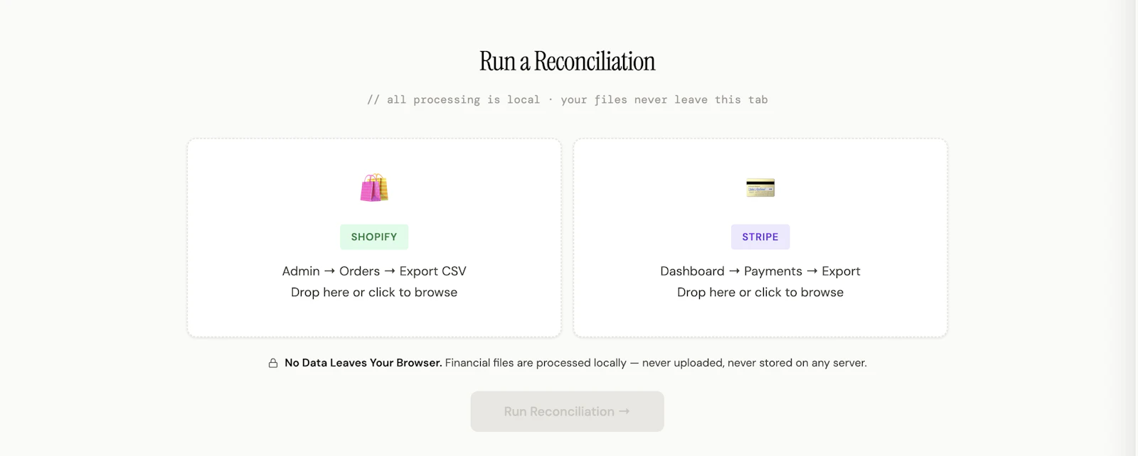Reconcra — Shopify & Stripe Reconciler screenshot 1