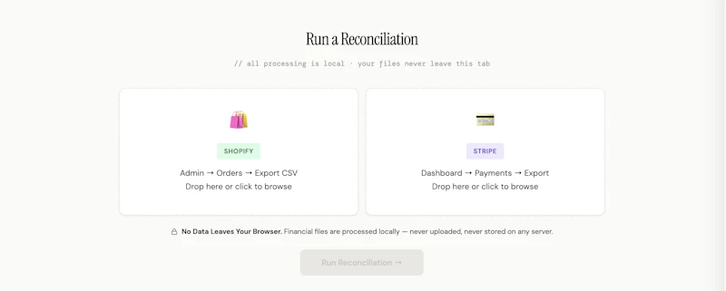 Reconcra — Shopify & Stripe Reconciler screenshot 1