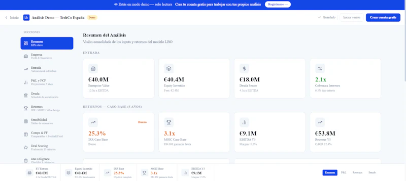 DeepLBO — Professional LBO Analysis screenshot 3