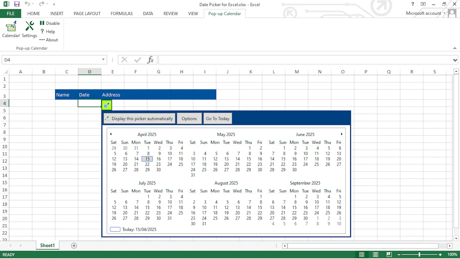 Date Picker for Excel screenshot 2