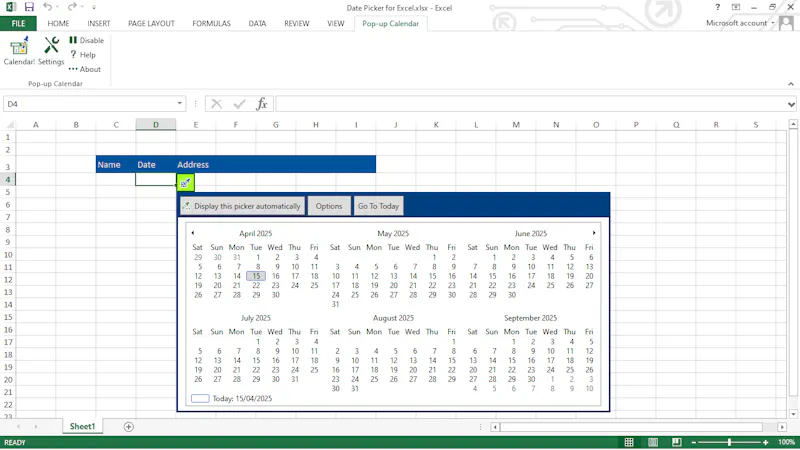 Date Picker for Excel screenshot 2