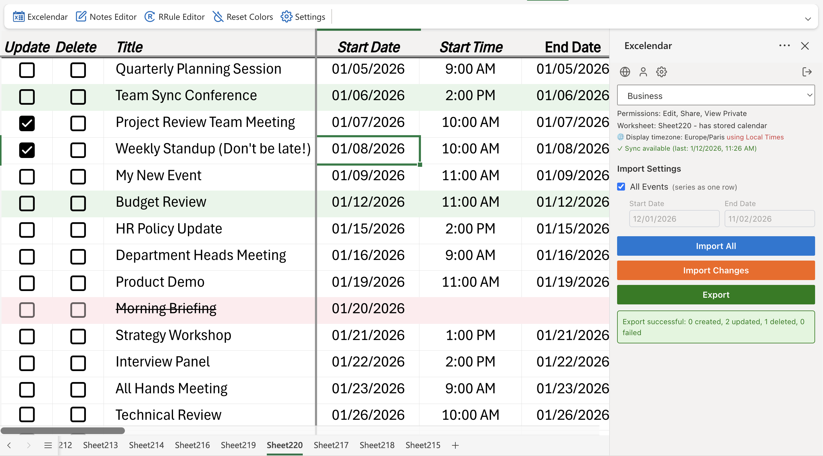 Excelendar - Screenshot 2 showing product features and functionality