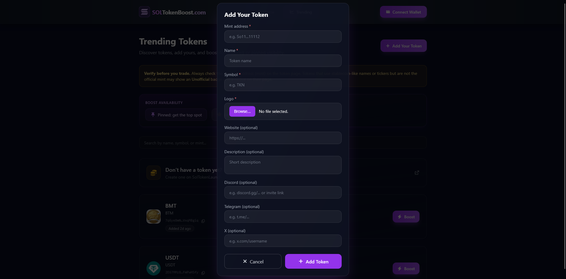 SolTokenBoost - Screenshot 3 showing product features and functionality
