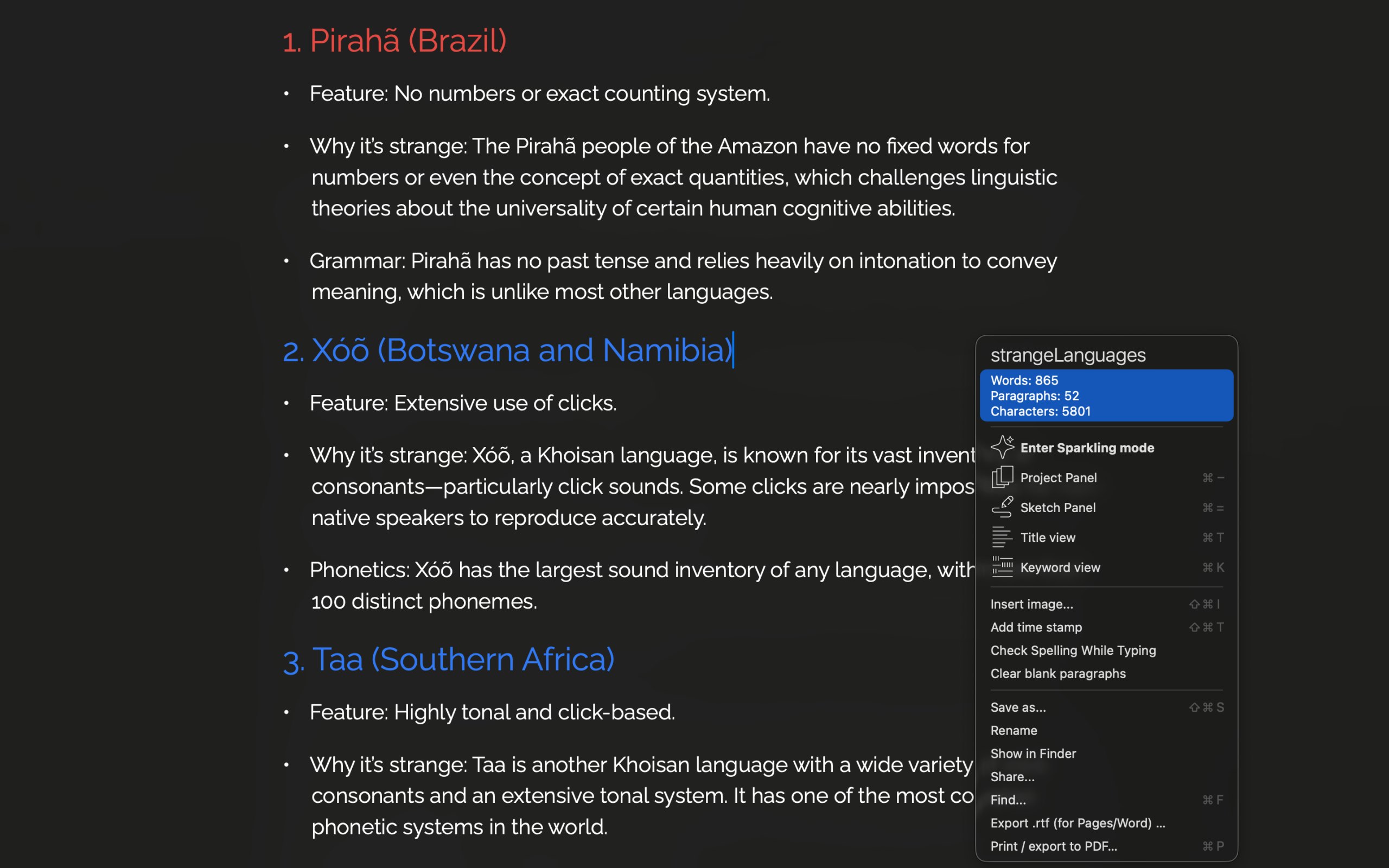 Sparkle text editor - Screenshot 3 showing product features and functionality