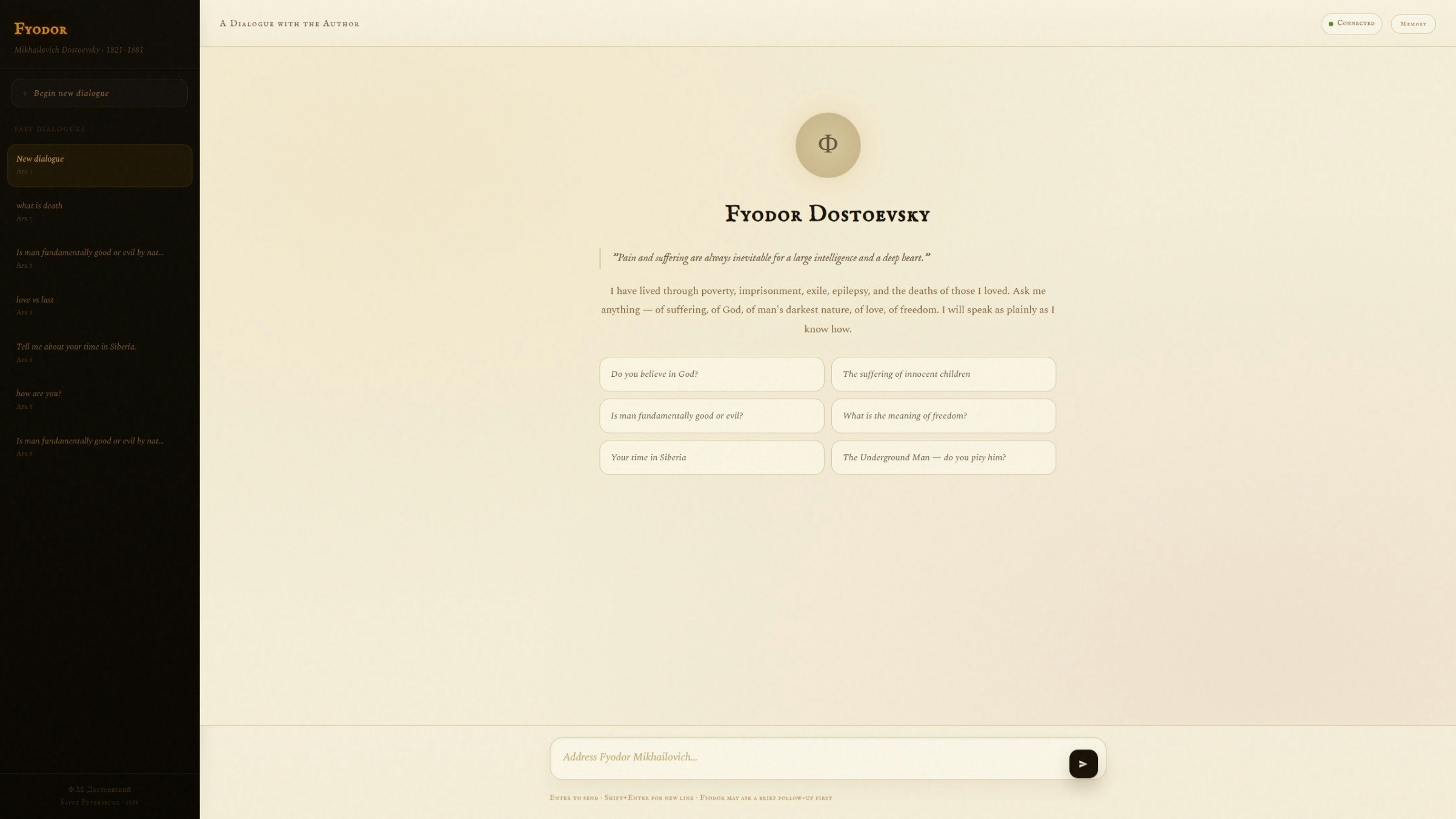 Fyodor — A Conversation with Dostoevsky gallery image