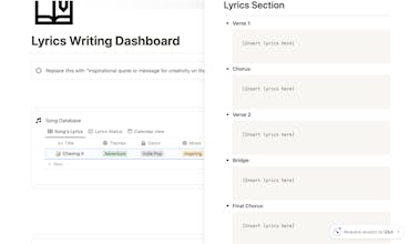Lyrics Writing Dashboard gallery image