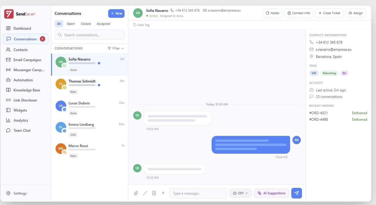 SendSeven - Screenshot 2 showing product features and functionality