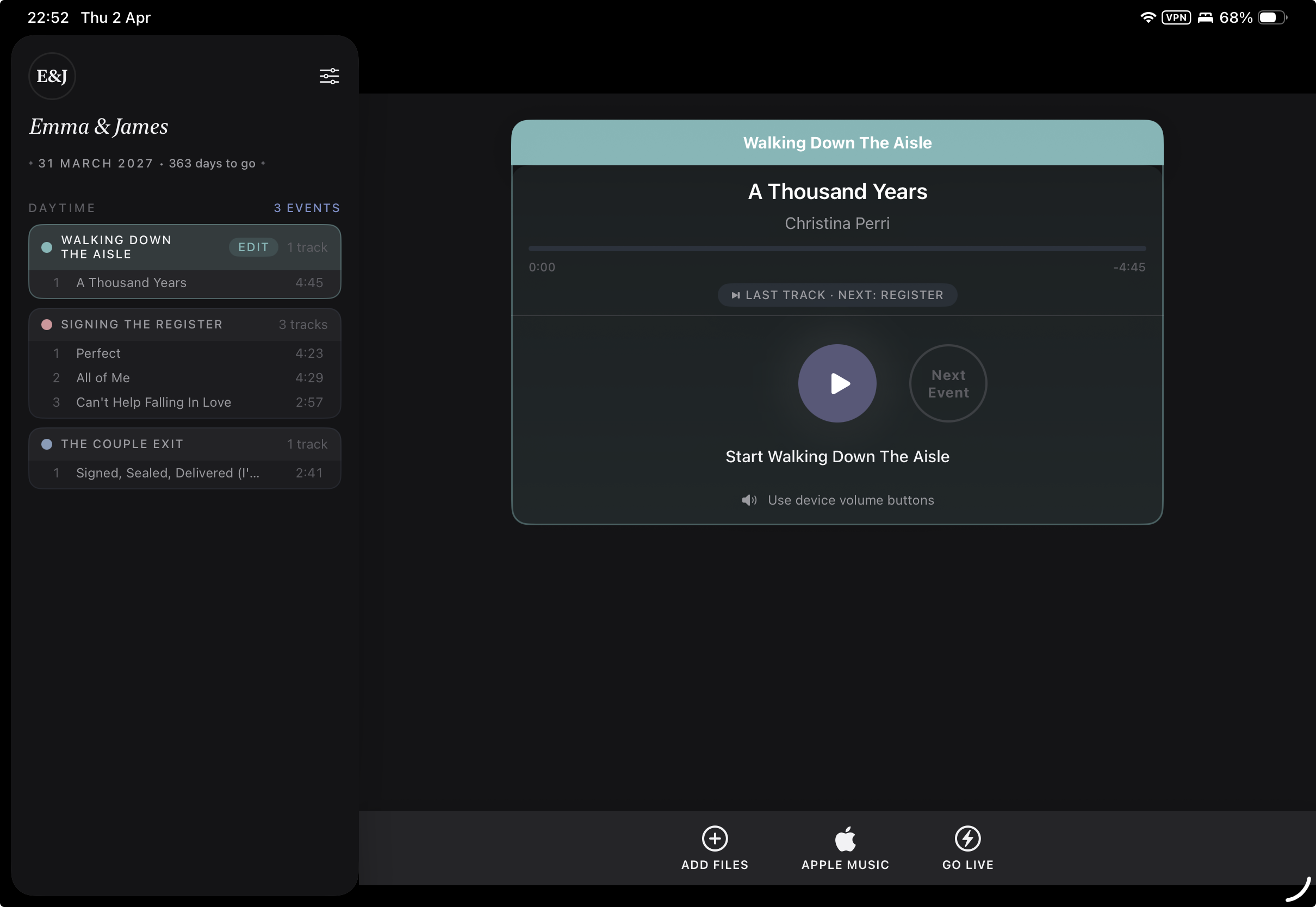WeddingPlayer gallery image