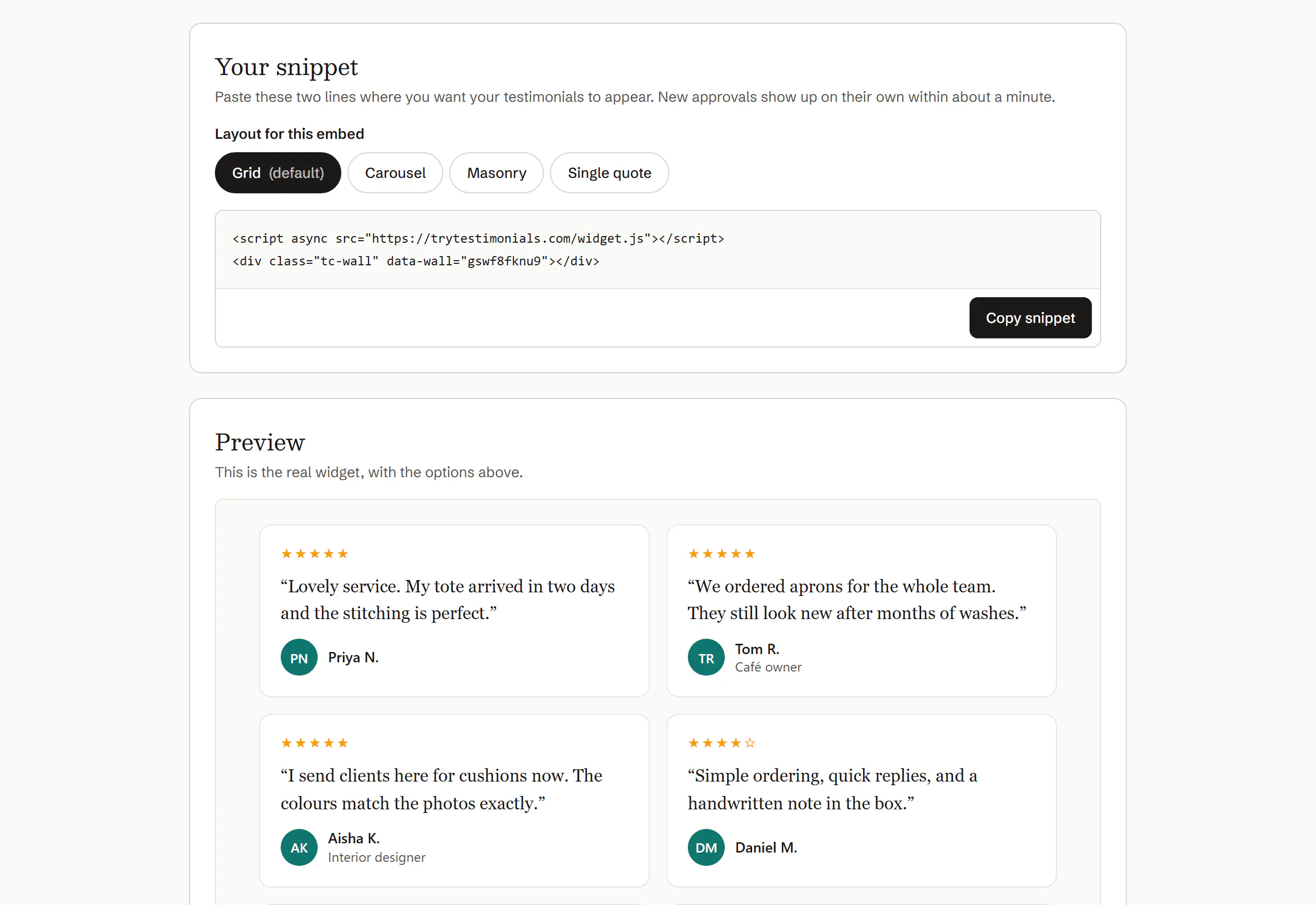 TryTestimonials gallery image