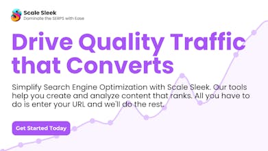 一张网站正在进行SEO审计的插图，显示了Scale Sleek工具识别和修复优化问题的能力。