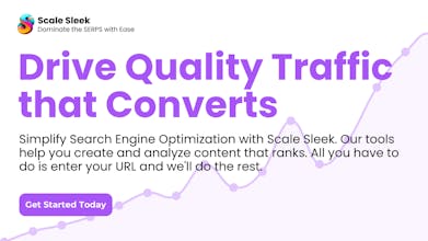 توضيح لموقع ويب يخضع لتدقيق SEO مع Scale Sleek ، مبرزاً قدرة الأداة على تحديد وإصلاح مشاكل التحسين.