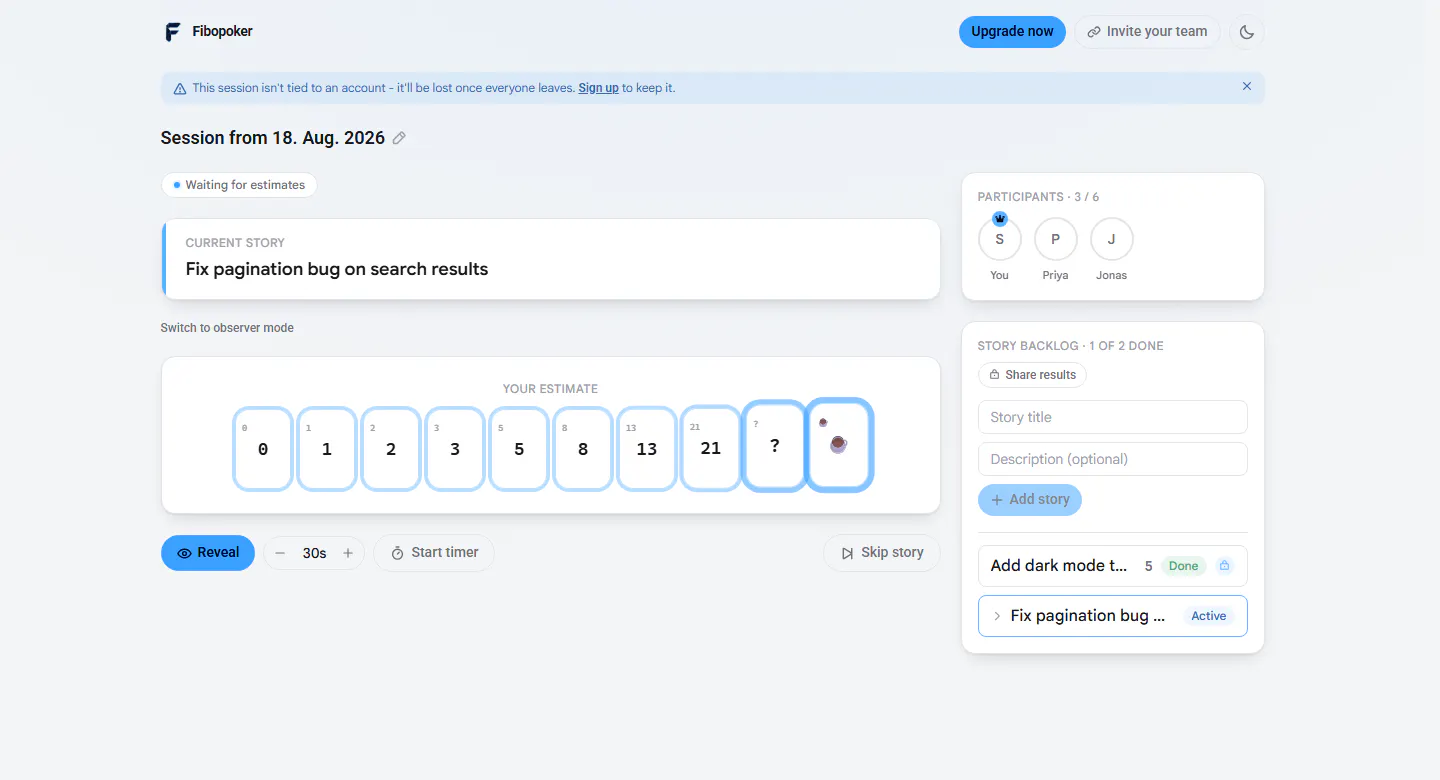 Fibopoker screenshot