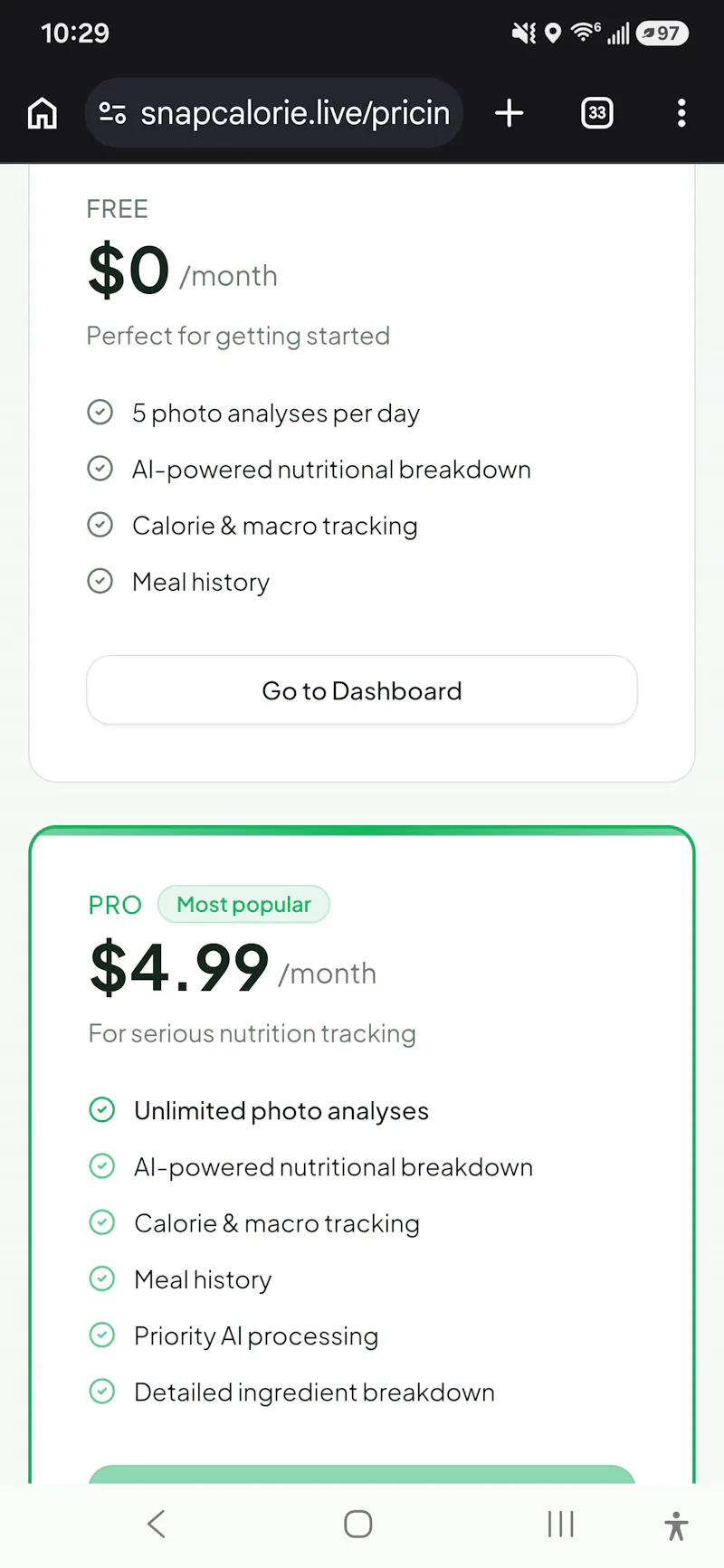 CaloriVue screenshot 1