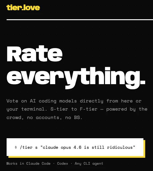 Tier.love - Vibe Voting for Vibe Coding screenshot 2