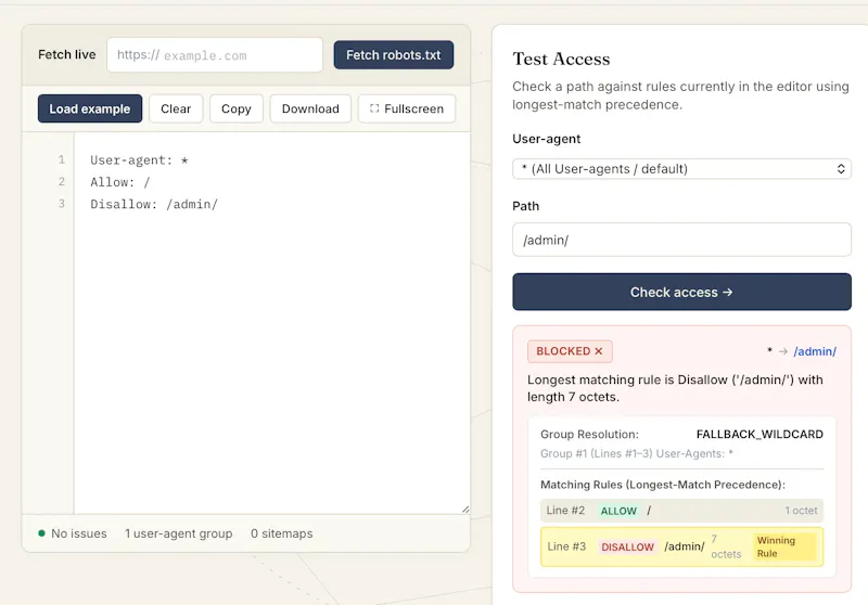 Robots.txt Editor & Validator screenshot 4