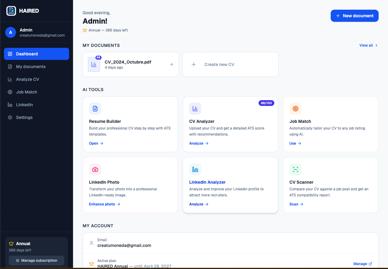 Haired - Your Resume, Made Easy with AI gallery image