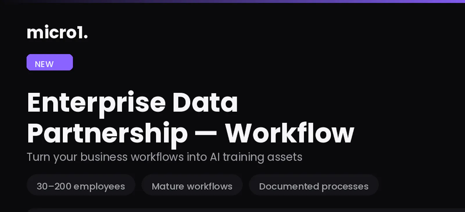 Micro1 Enterprise Data Partnership screenshot 1
