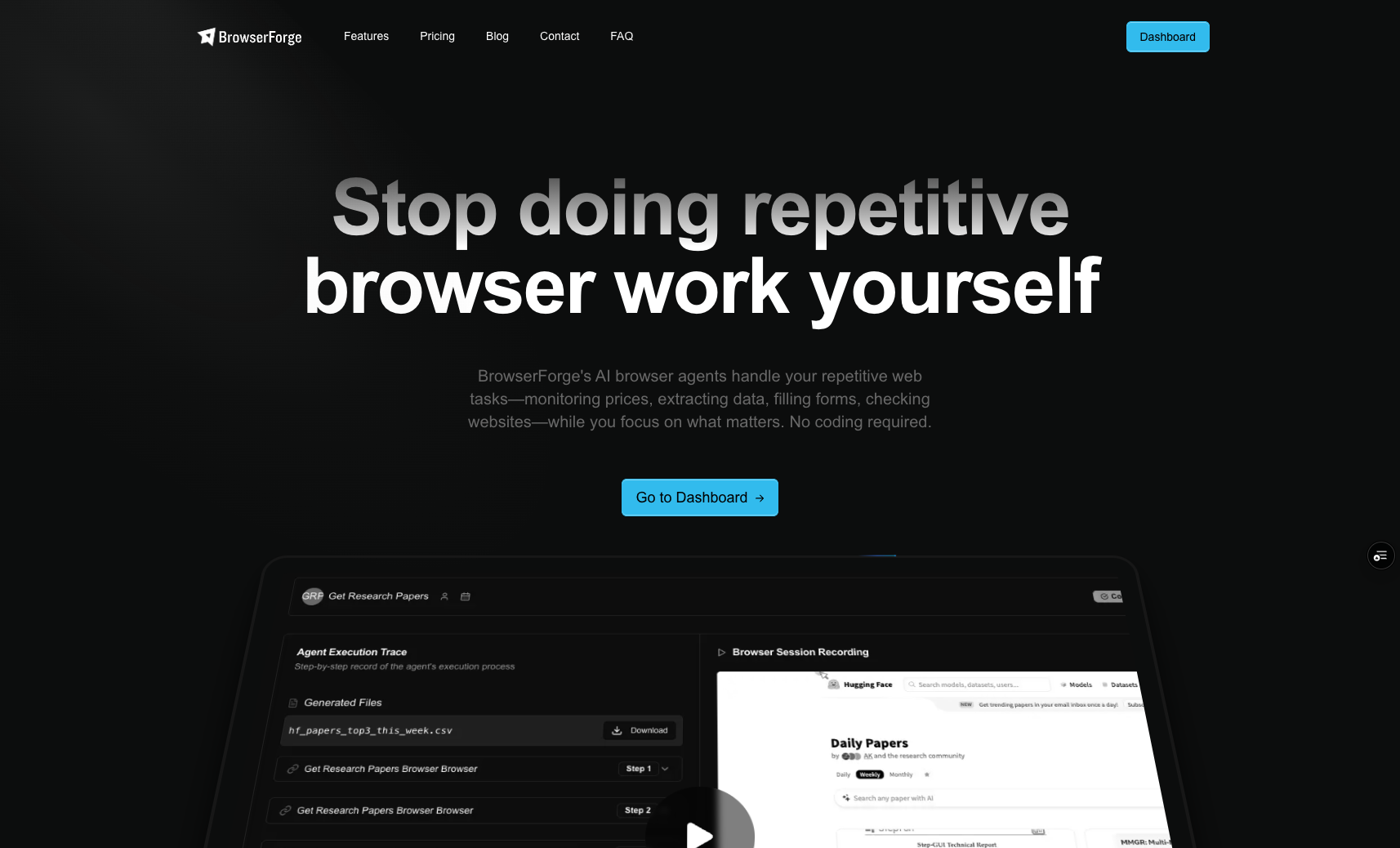 BrowserForge - Main product screenshot demonstrating key features and user interface
