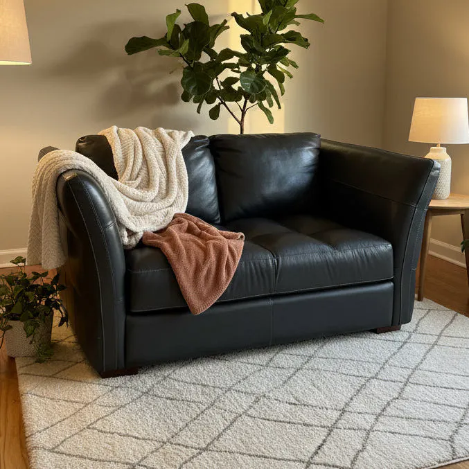 Gordon Grey Leather 2 Seater Sofa