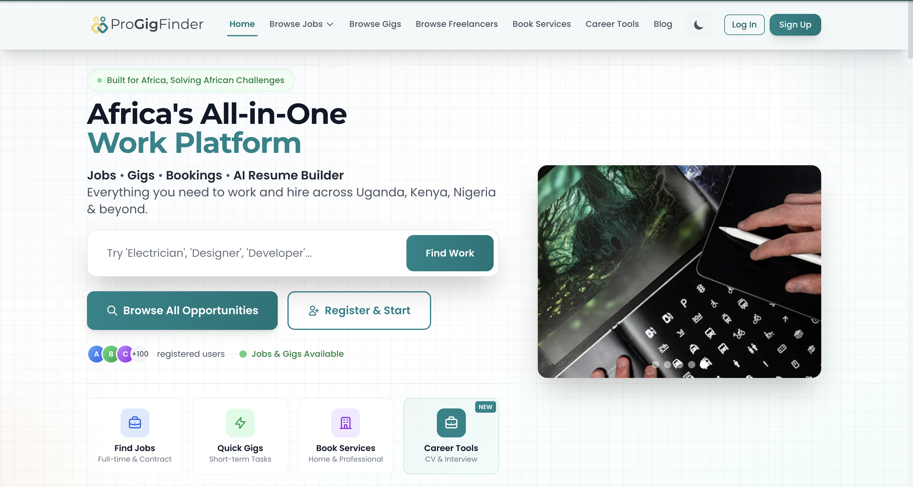 ProGigFinder - Main product screenshot demonstrating key features and user interface