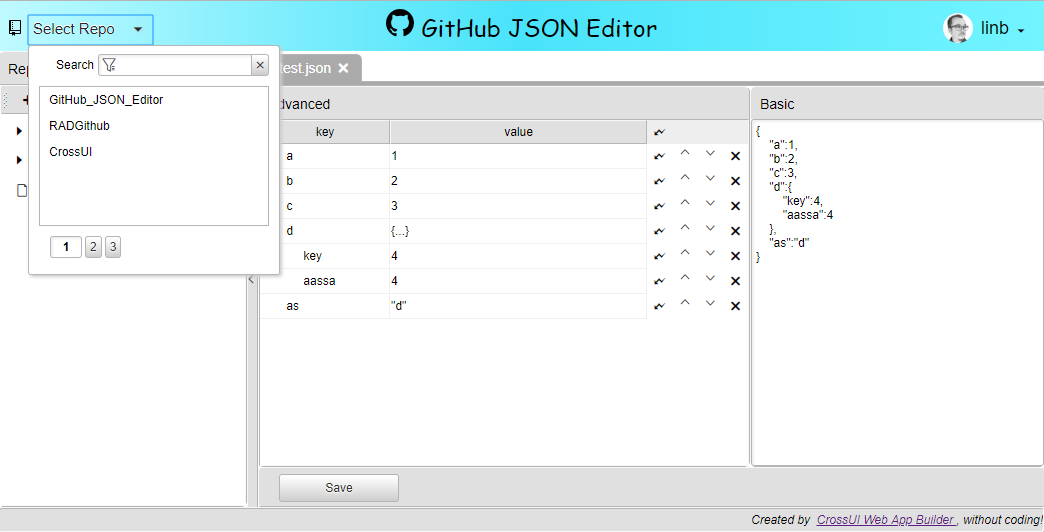 GitHub JSON Editor gallery image