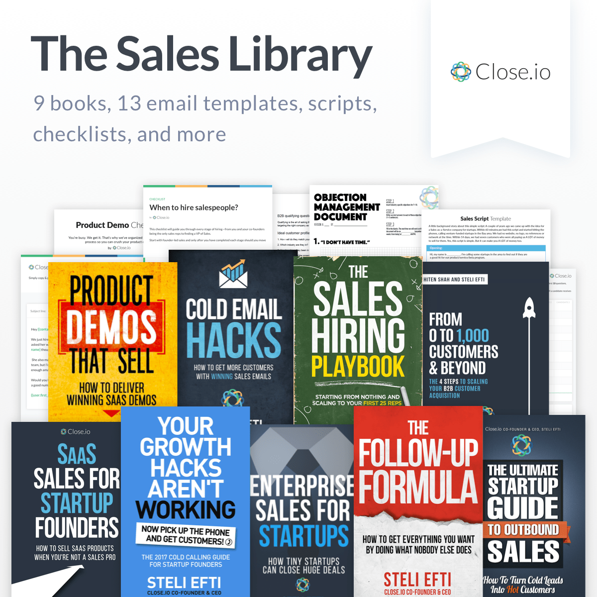 The Sales Library by Close.io - Checklists, Email Templates, Phone Scripts, Books + More