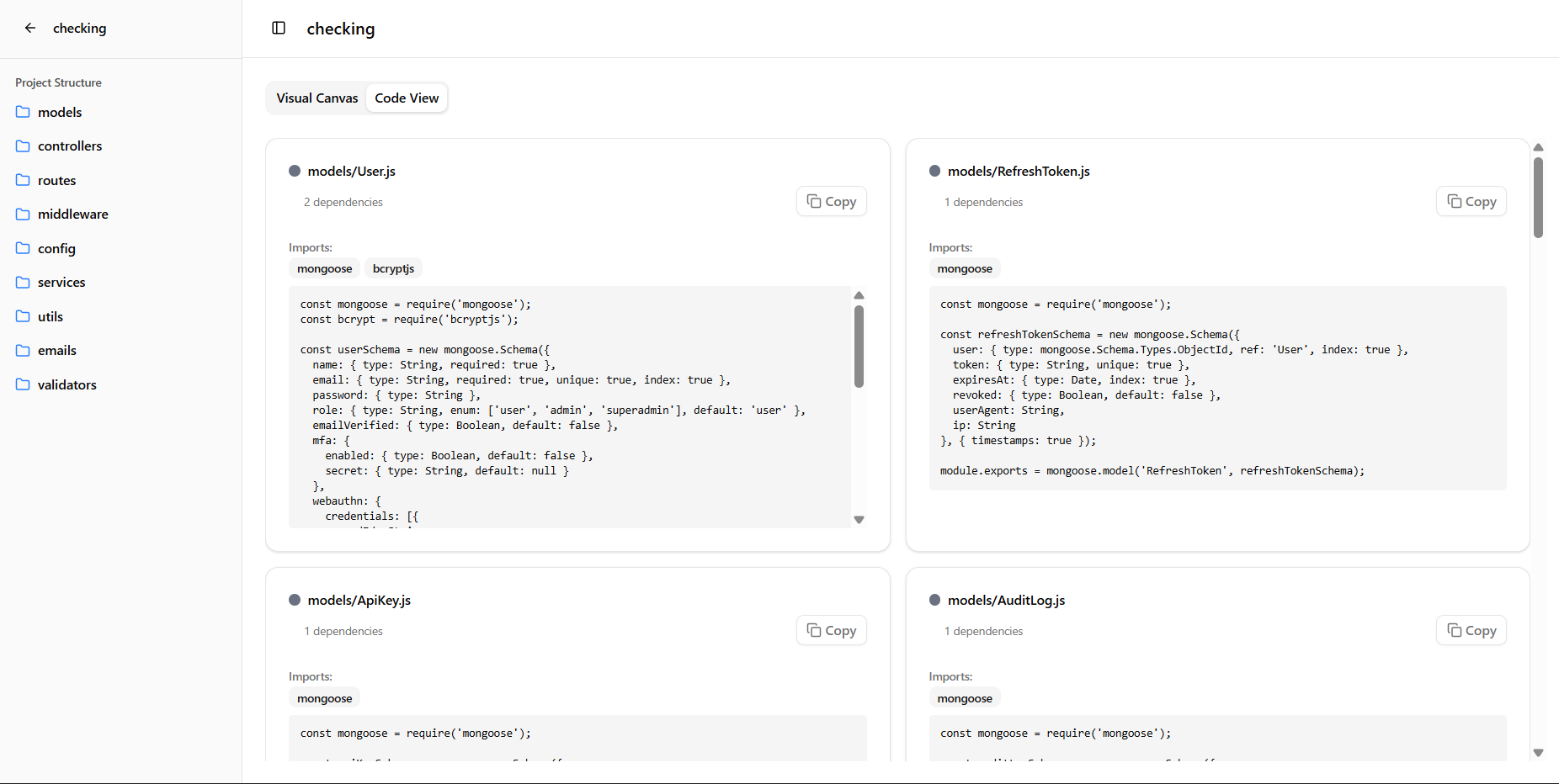 Mídia 7 de Eles - Buas visuais de IA para Node.js backands