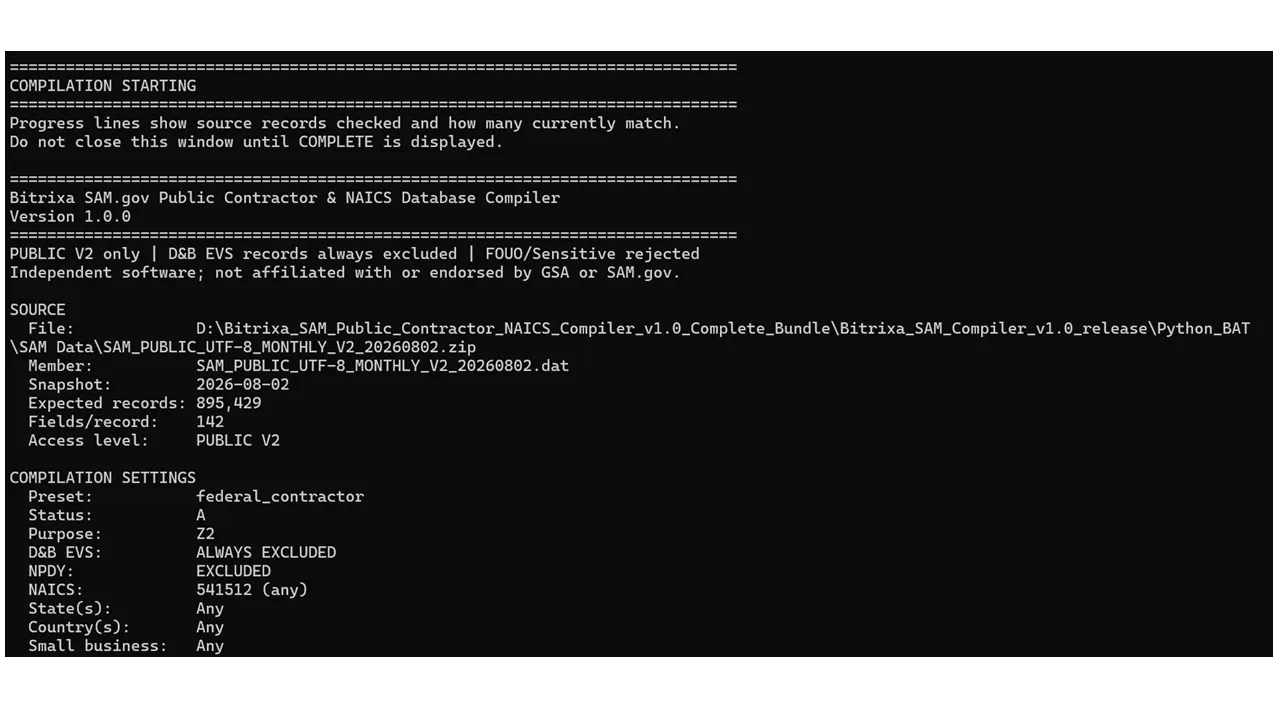 SAM.gov Contractor Database Compiler gallery image