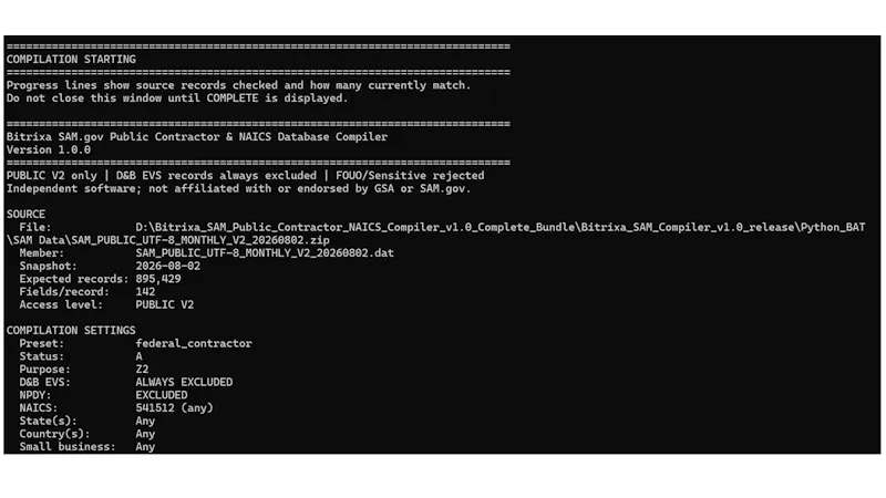 SAM.gov Contractor Database Compiler screenshot 9