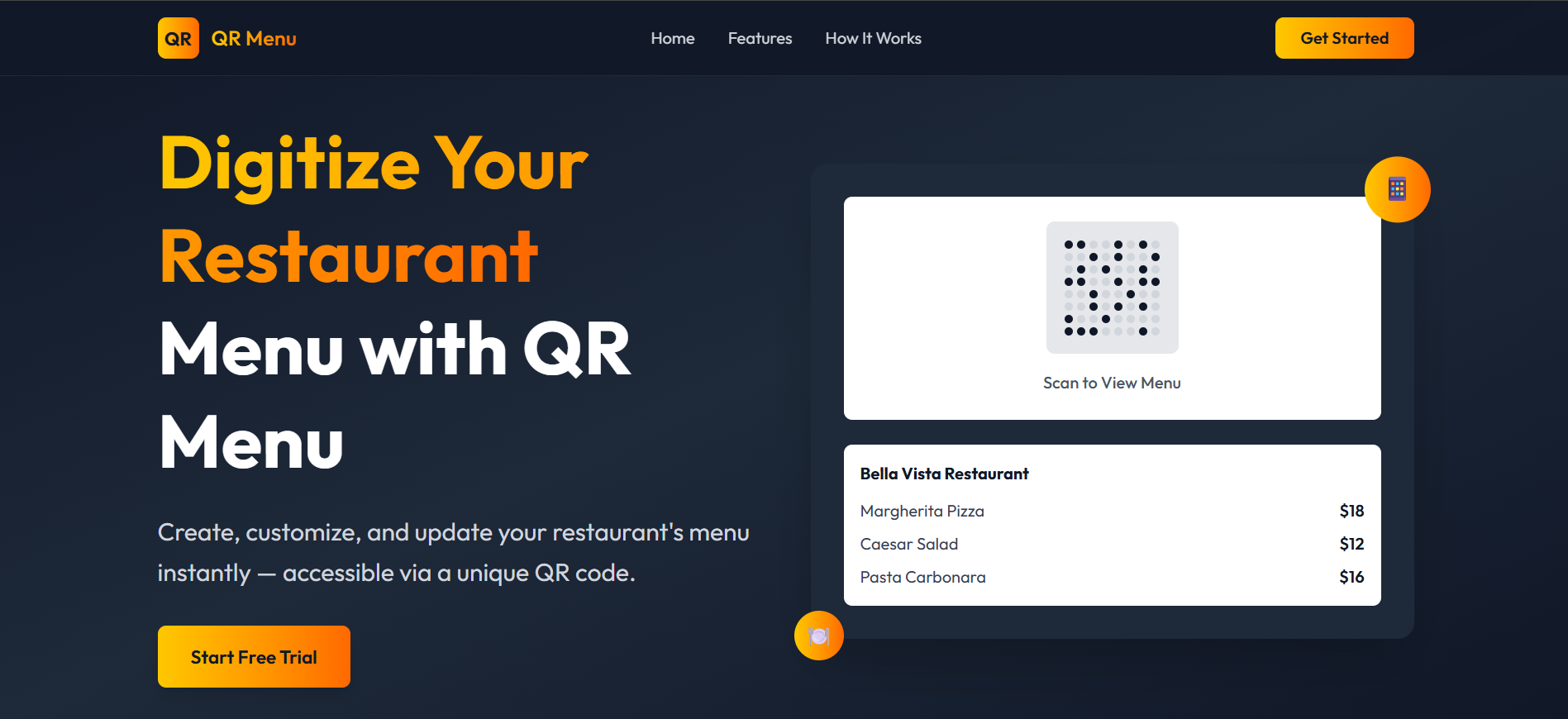 Smart QR Menu System - Main product screenshot demonstrating key features and user interface