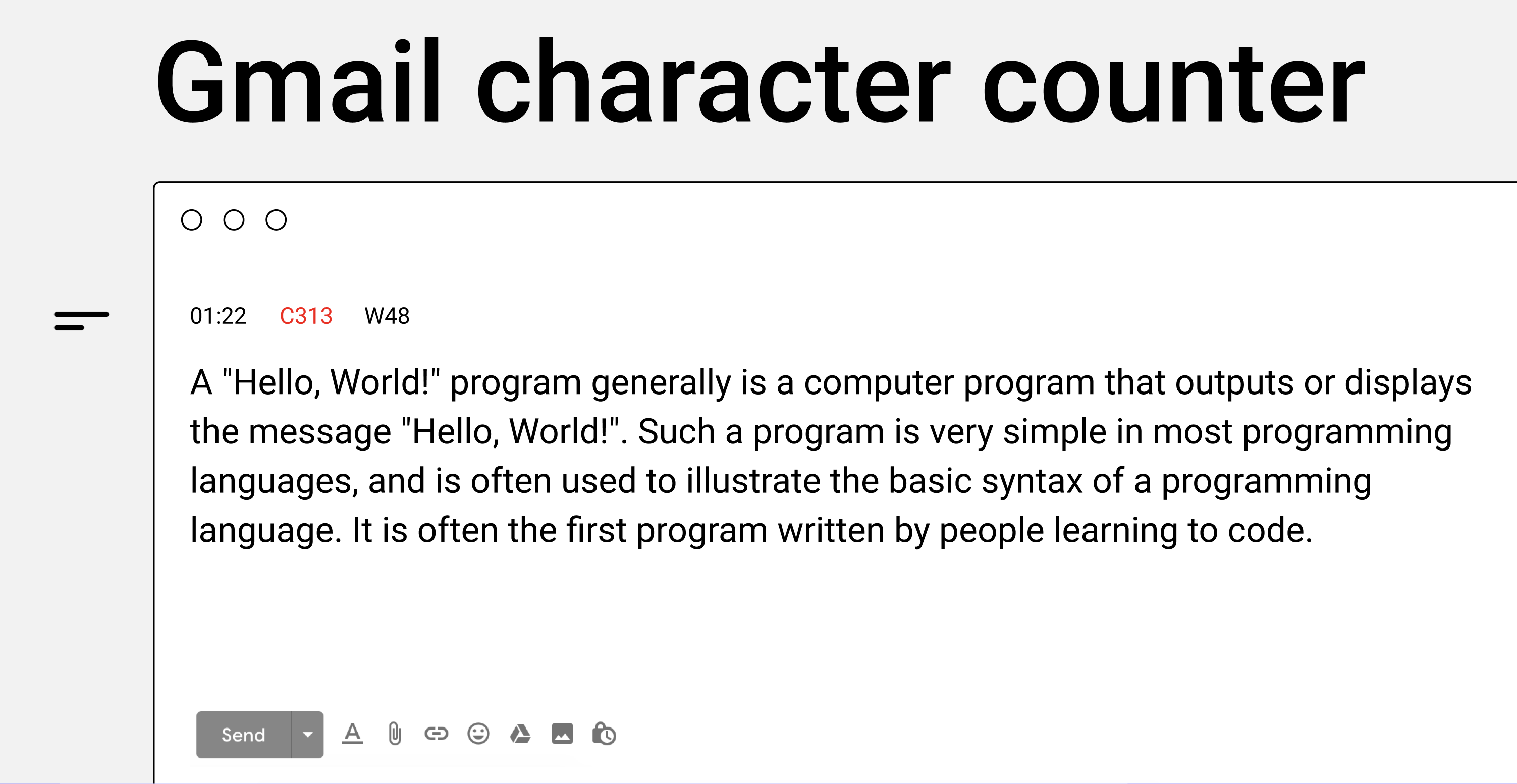 Gmail character counter gallery image