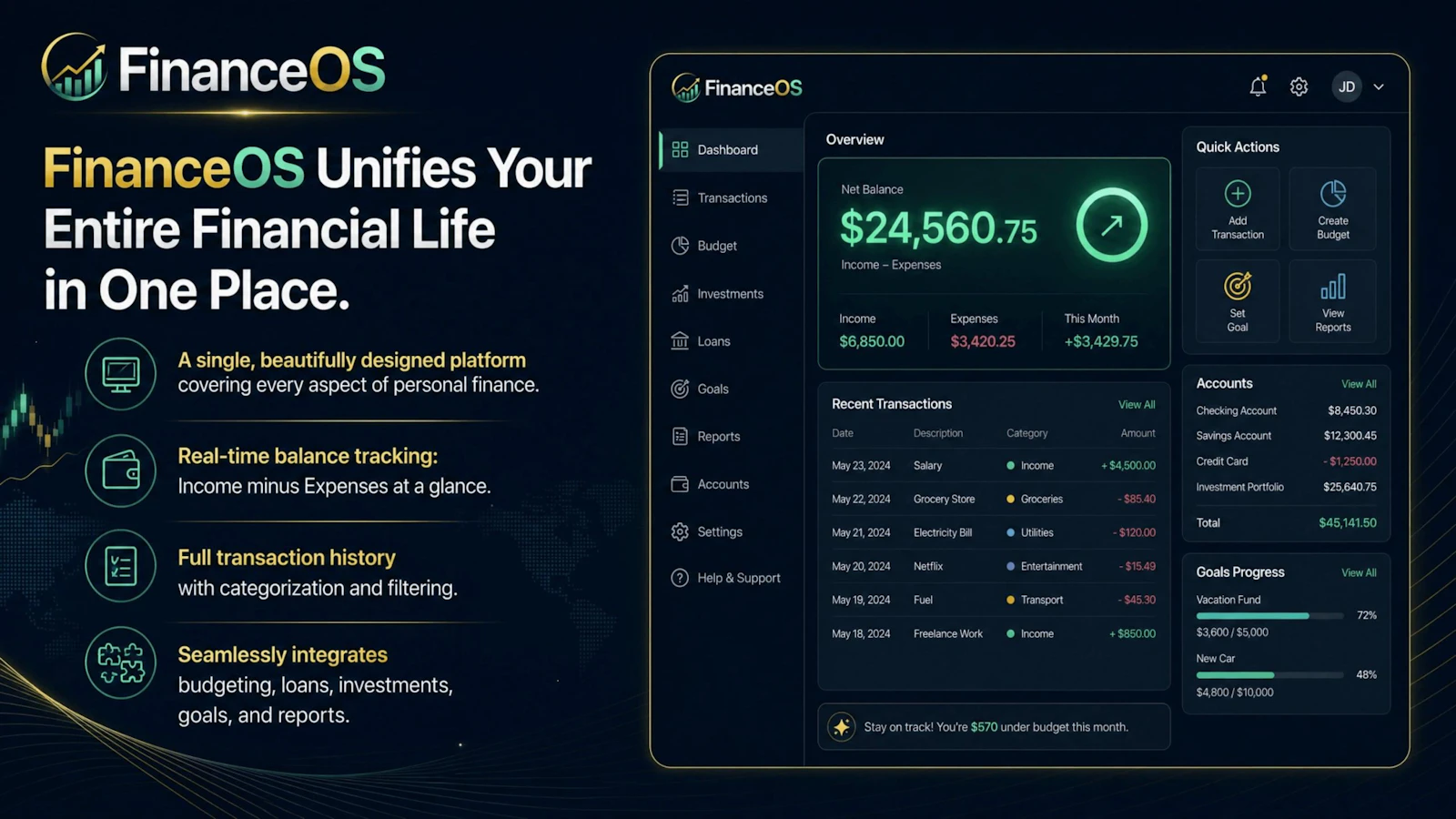 FinanceOS — Personal Finance, Simplified screenshot 1