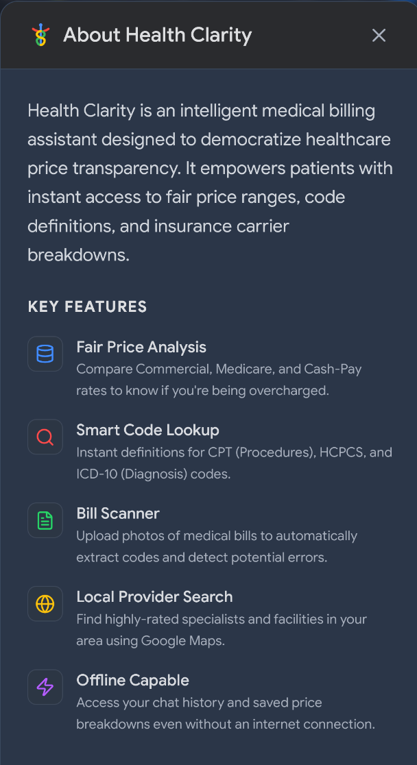 Health Clarity AI - Screenshot 2 showing product features and functionality