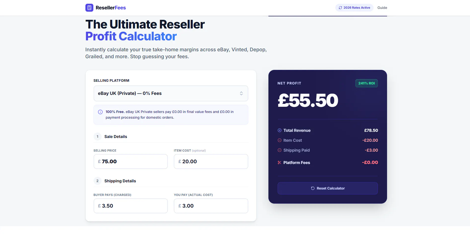 UK Reseller Profit Calculator 2026 gallery image