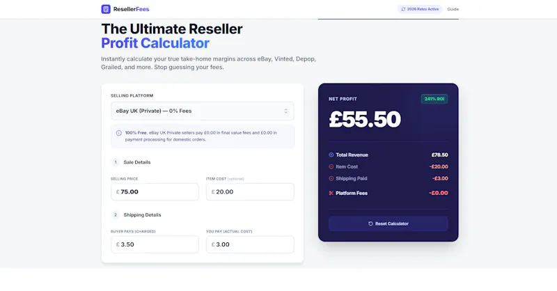 UK Reseller Profit Calculator 2026 screenshot 1